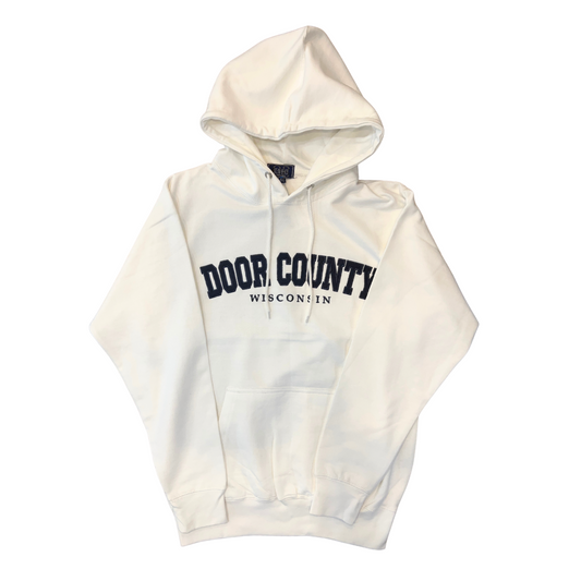Door County Wisconsin Applique White Unisex Hoodie