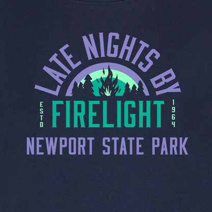 Late Nights By Firelight Newport State Park Navy Youth T-shirt