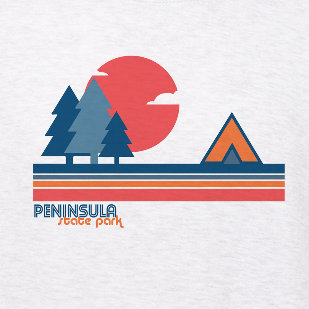 Peninsula State Park Geometric Pines Marble Ash Unisex Crew