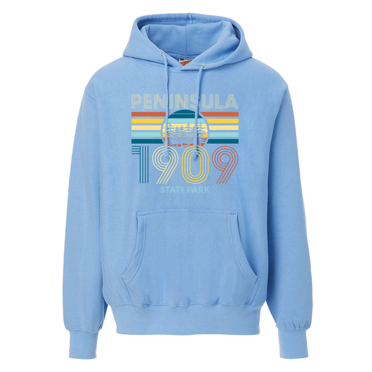 Peninsula State Park Retro Columbia Blue Unisex Hoodie