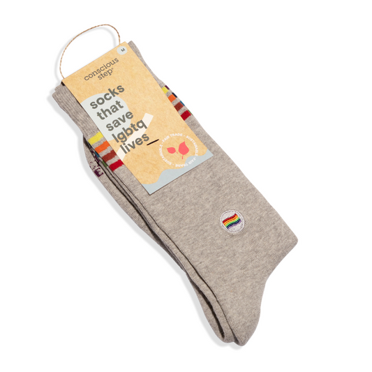 Socks that Save LGBTQ Lives Grey Striped